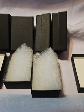 Set of Black Jewelry Gift Boxes with White Fillers
